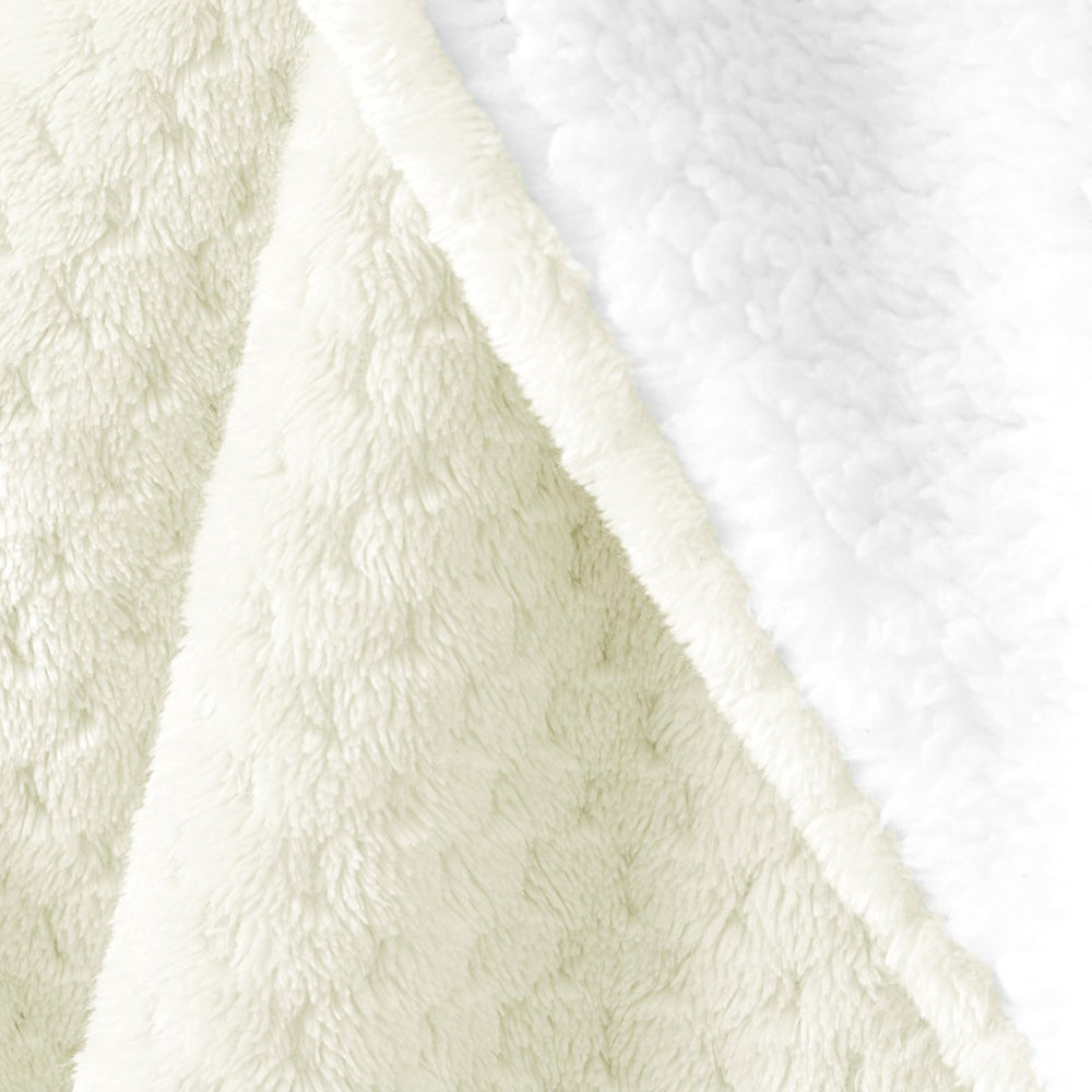 Patura in relief jacquard cu motiv modern, Shleepy, 400 g/m2, crem