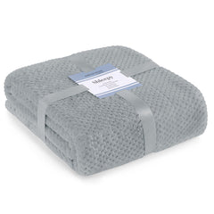 Patura in relief jacquard cu motiv modern, Shleepy, 400 g/m2, gri