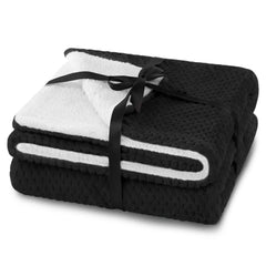 Patura in relief jacquard cu motiv modern, Shleepy, 400 g/m2, negru