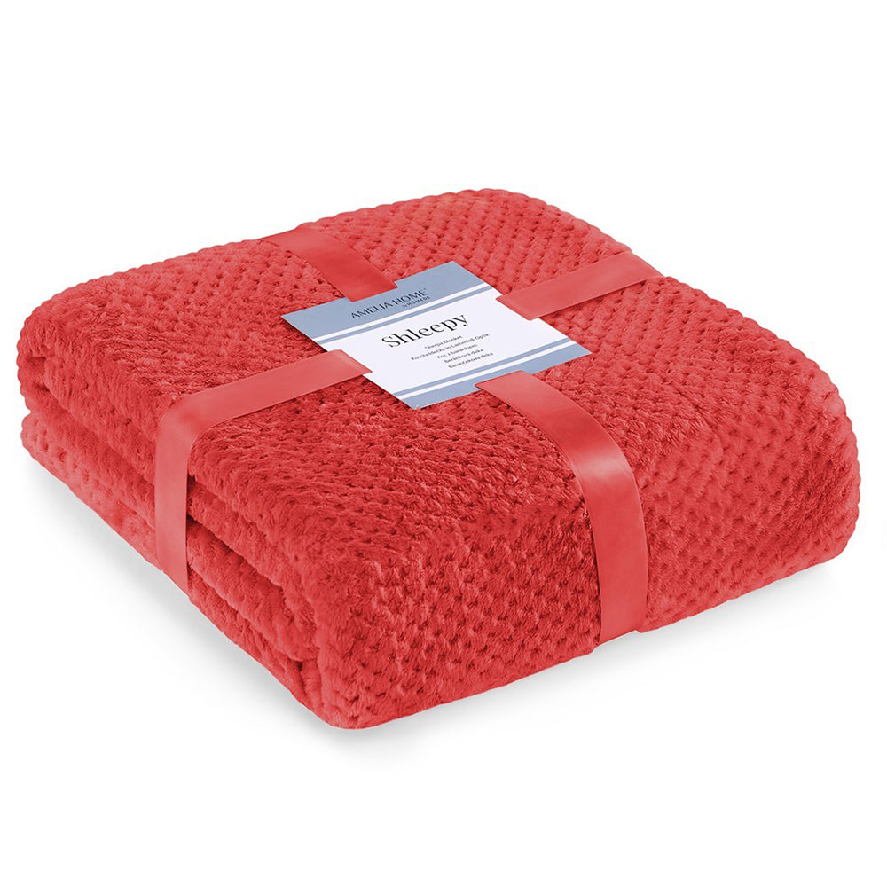 Patura in relief jacquard cu motiv modern, Shleepy, 400 g/m2, rosu