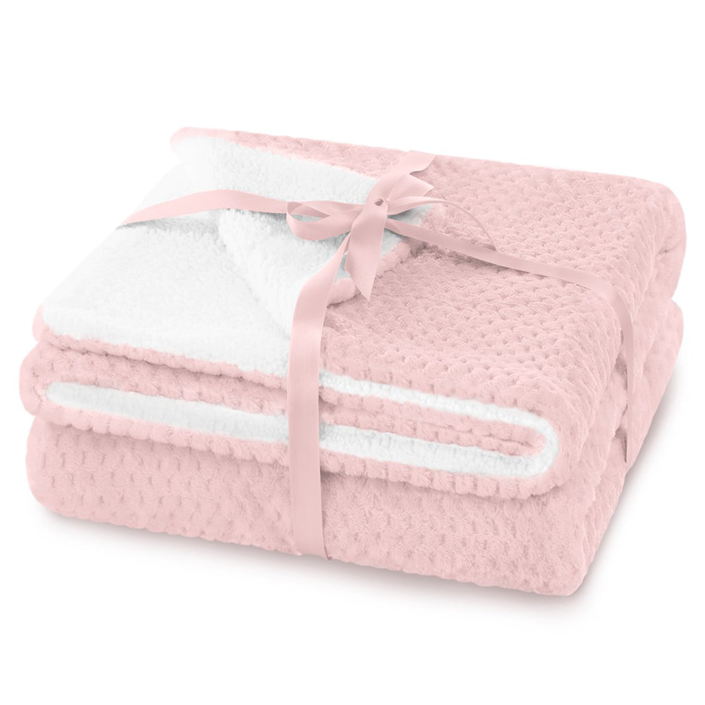 Patura in relief jacquard cu motiv modern, Shleepy, 400 g/m2, roz pudrat
