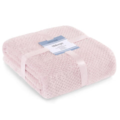 Patura in relief jacquard cu motiv modern, Shleepy, 400 g/m2, roz pudrat
