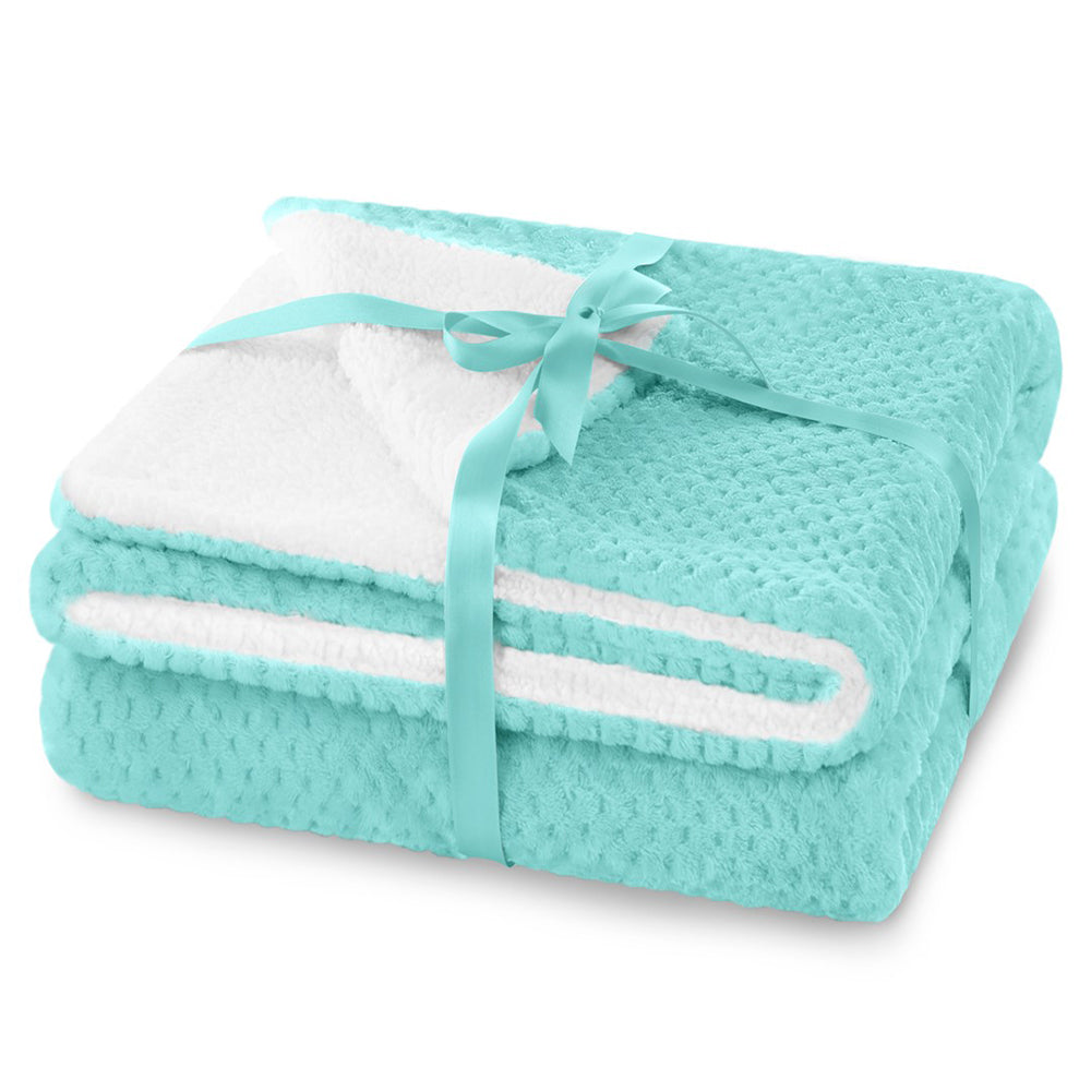 Patura in relief jacquard cu motiv modern, Shleepy, 400 g/m2, turcoaz
