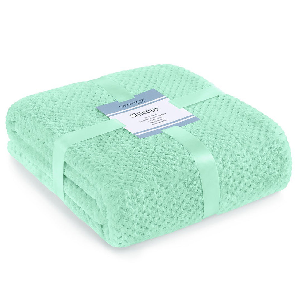 Patura in relief jacquard cu motiv modern, Shleepy, 400 g/m2, vernil