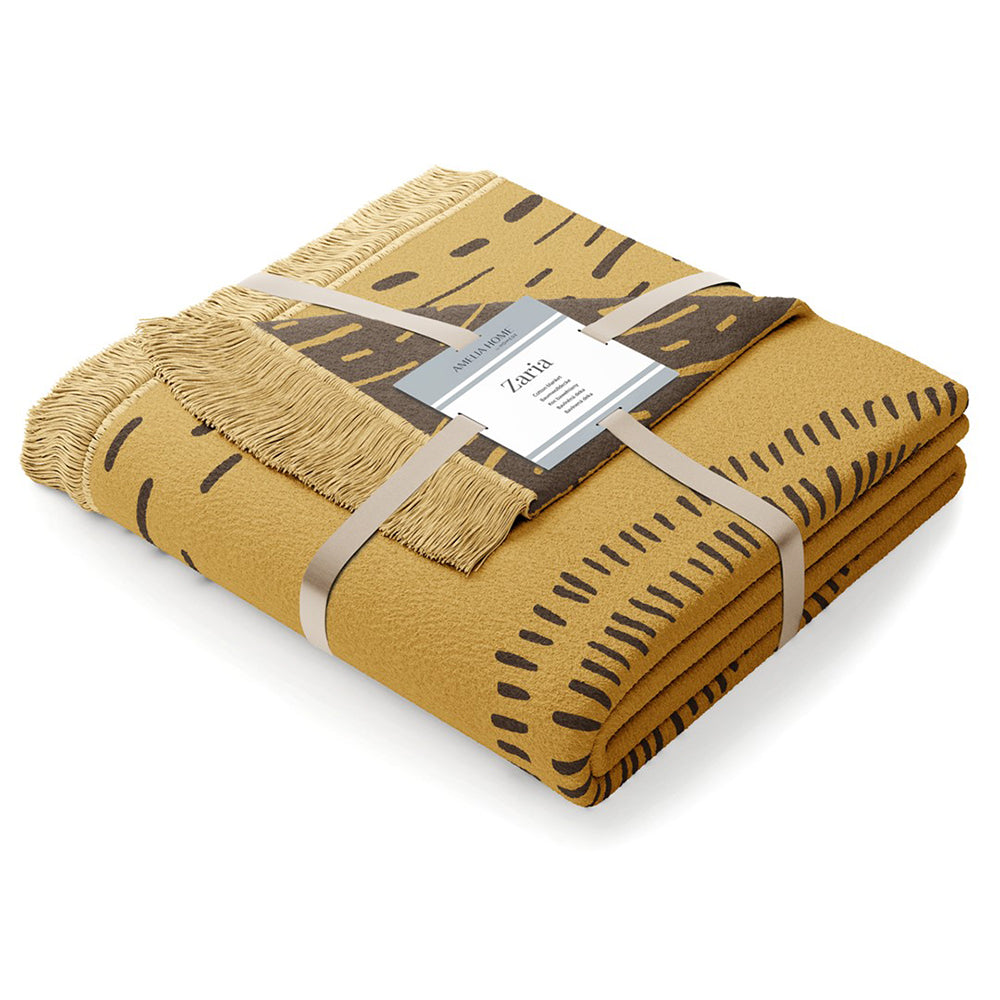 Patura din bumbac model infinity, Zaria, 430 g/m2, mustar