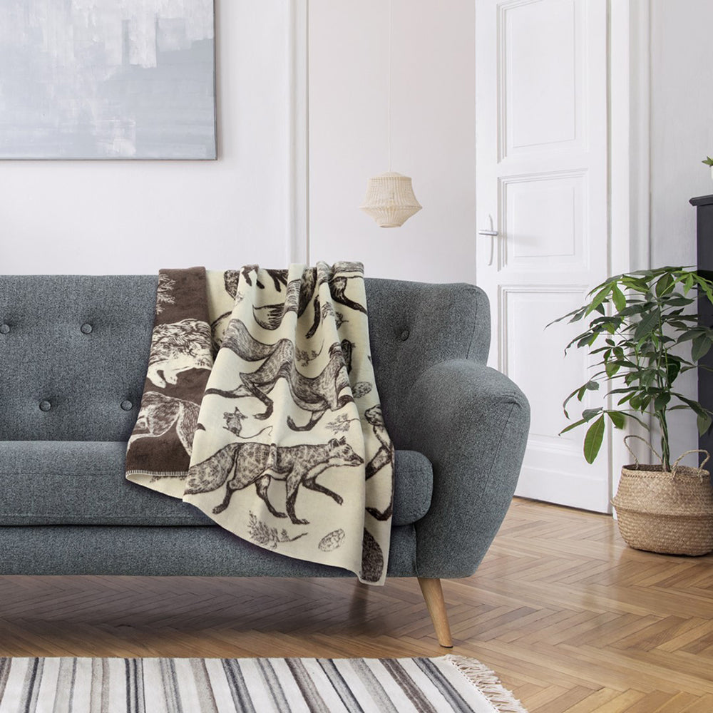 Patura din bumbac model vulpe, Zaria, 430 g/m2, bej