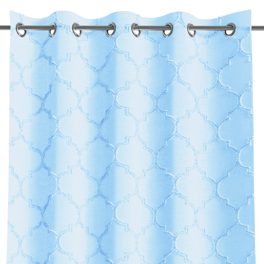 Perdea voal stil clasic brodat cu inele, Delva, blue pastel