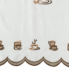 Perdea tip in cu broderie model cesti de cafea si rejansa transparenta cu ate pentru galerie, Tajana, Alb