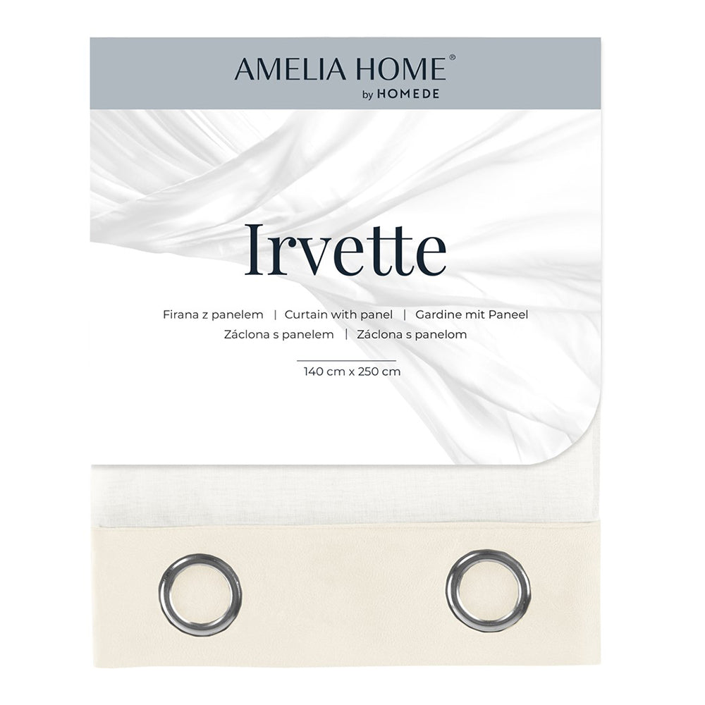 Perdea din voal si catifea cu inele, Irvette, crem