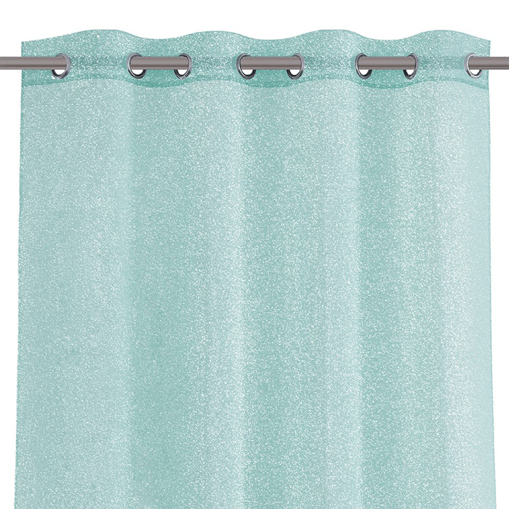 Perdea voal stil glamour brodat cu inele, Lumina, verde menta