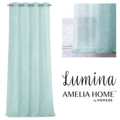 Perdea voal stil glamour brodat cu inele, Lumina, verde menta