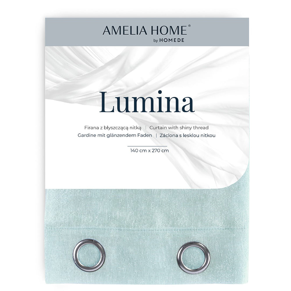 Perdea voal stil glamour brodat cu inele, Lumina, verde menta