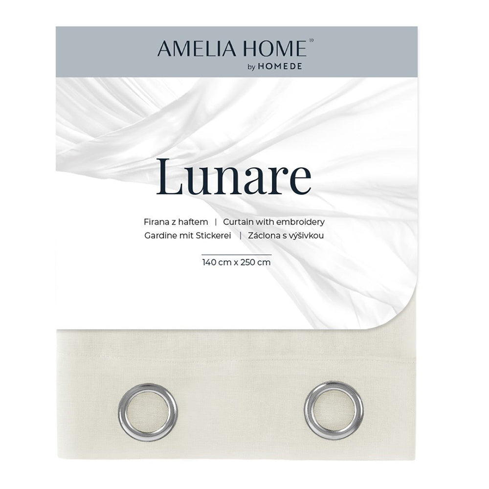Perdea stil clasic brodat cu rejansa, Lunare, crem