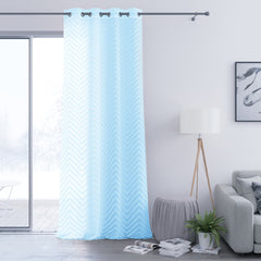 Perdea stil clasic brodat cu inele, Molisa, blue pastel