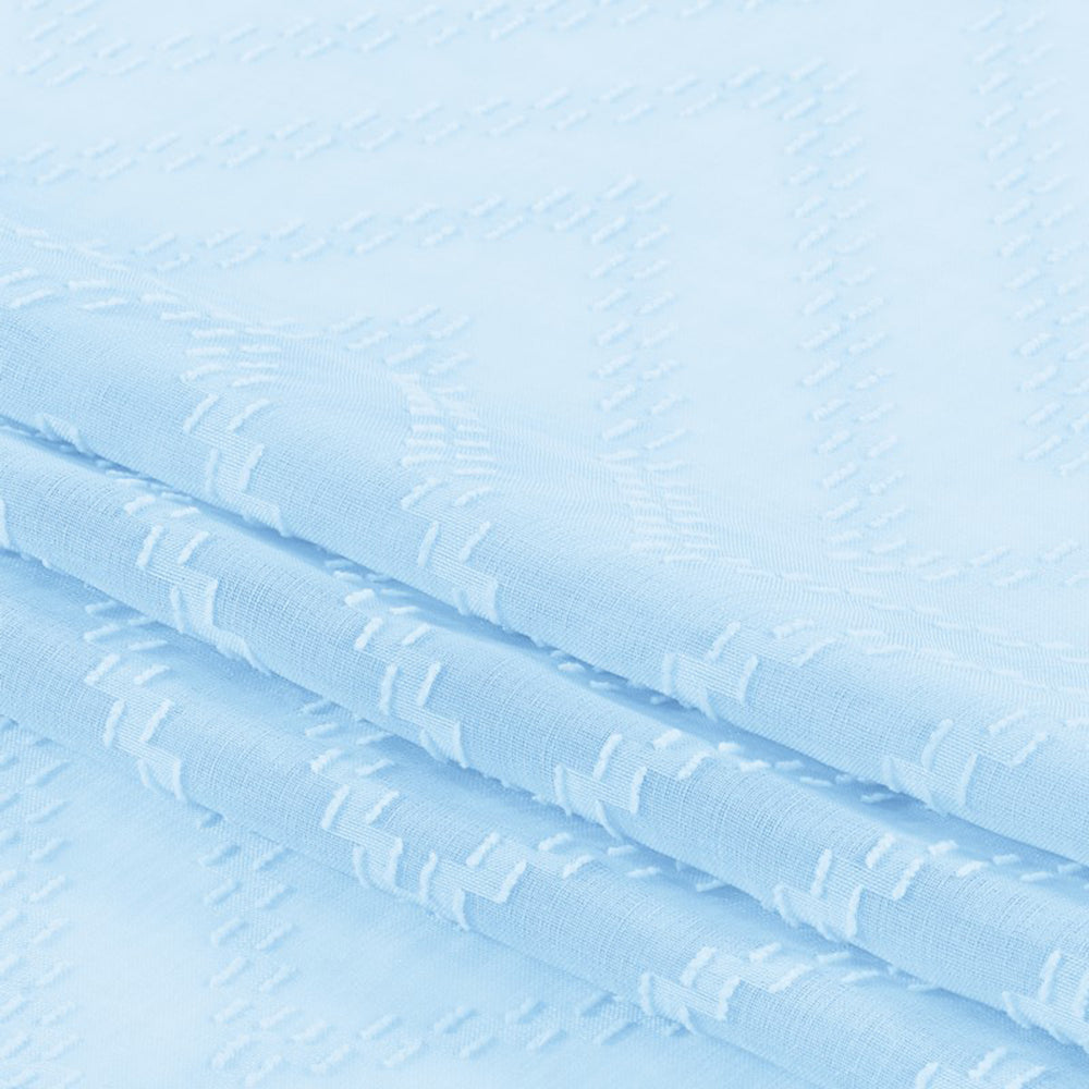 Perdea stil clasic brodat cu inele, Molisa, blue pastel