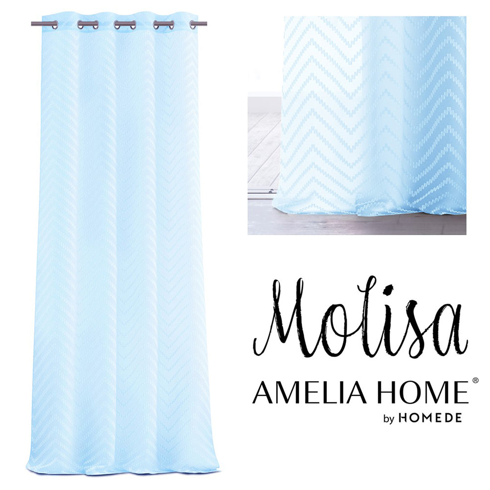 Perdea stil clasic brodat cu inele, Molisa, blue pastel