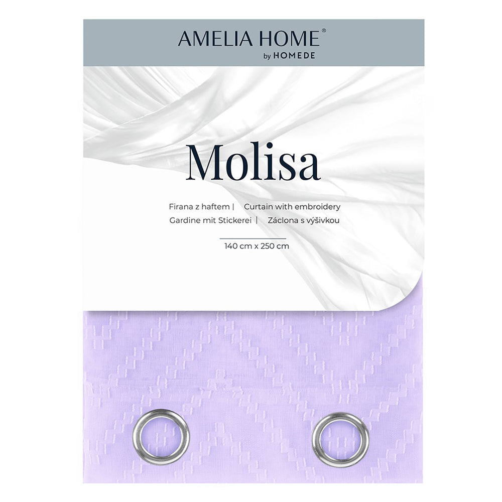 Perdea stil clasic brodat cu inele, Molisa, lavanda