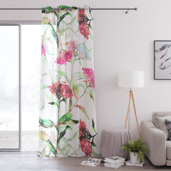 Perdea voal model floral imprimat cu inele, Palermo, alb