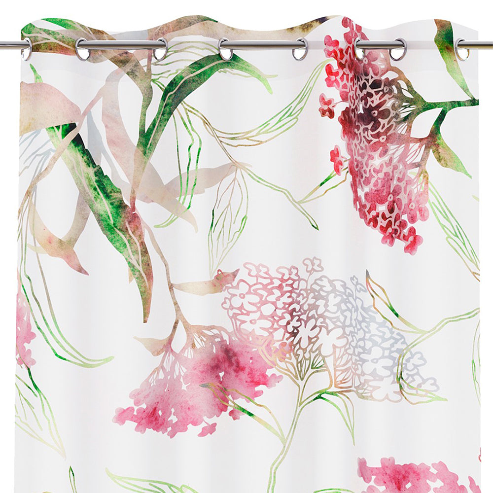 Perdea voal model floral imprimat cu inele, Palermo, alb