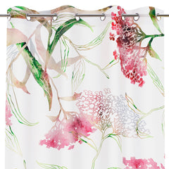Perdea voal model floral imprimat cu inele, Palermo, alb