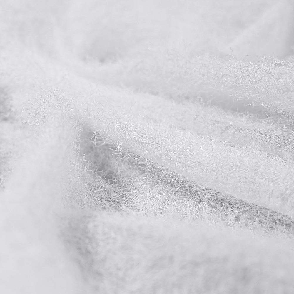 Set perdea texturata din puf cu rejansa transparenta cu ate pentru galerie, Sigrid, Alb, 2 buc