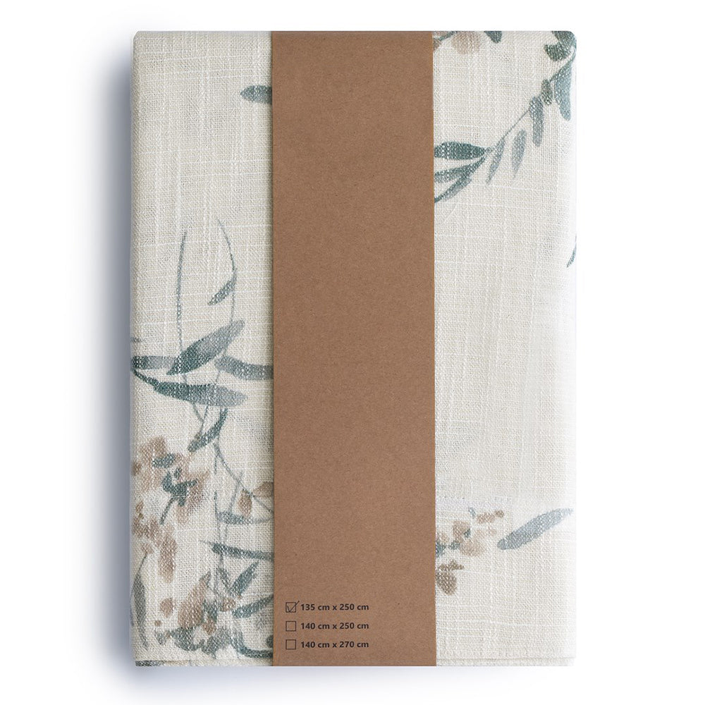 Perdea tip tesatura in cu rejansa tip tunel, model floral, Suaza, densitate 200 g/m2, alb