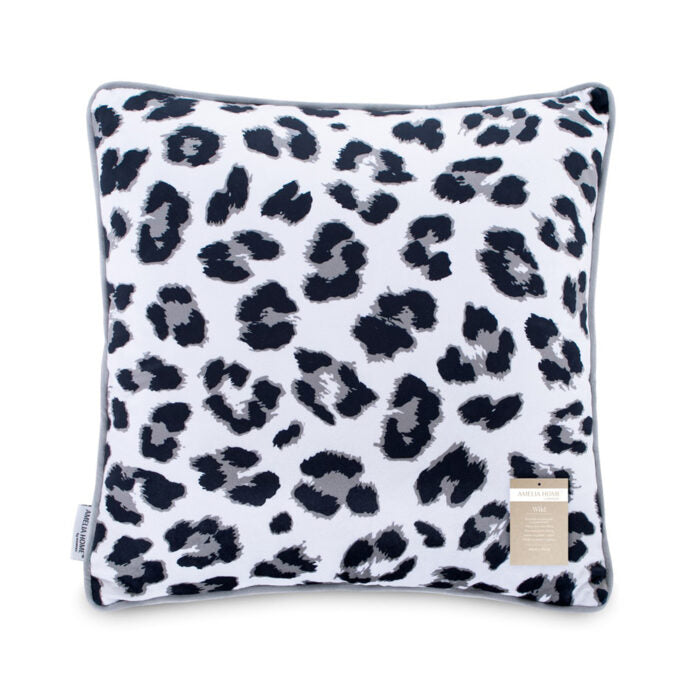 Perna decorativa din catifea model leopard, Wild, densitate 215 g/m2, alb