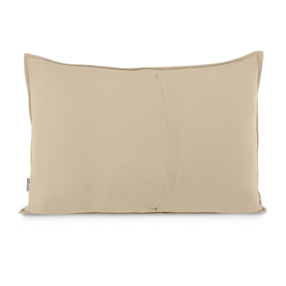 Perna decorativa matlasata din catifea cu model brodat, 180 g/m2, Palsha, Cappuccino