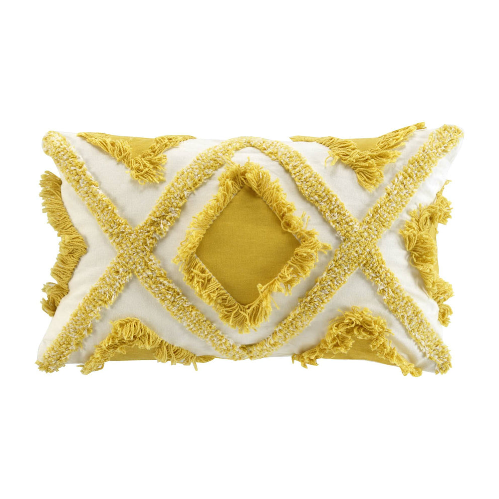 Perna decorativa din bumbac stil boho, Marissa, 154 g/m2, galben