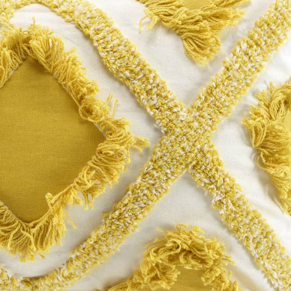 Perna decorativa din bumbac stil boho, Marissa, 154 g/m2, galben