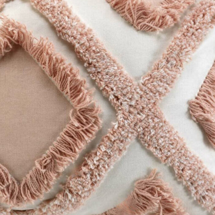 Perna decorativa din bumbac stil boho, Marissa, 154 g/m2, roz