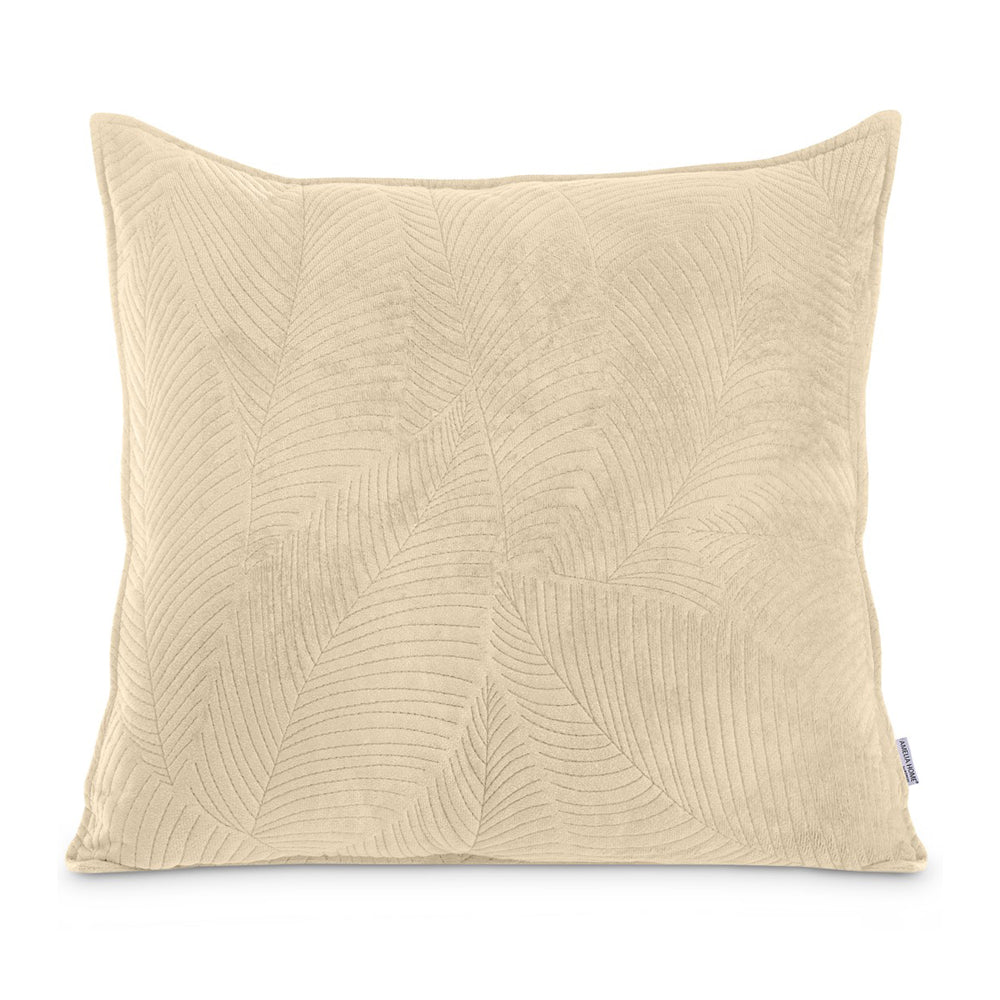 Perna decorativa matlasata din catifea cu model brodat, 180 g/m2, Palsha, Cappuccino