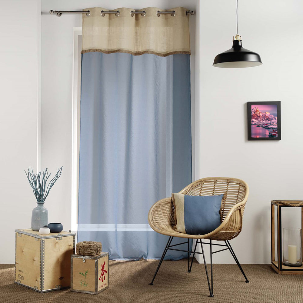 Perna decorativa din bumbac stil boho, Greenybel, 200 g/m2, bleu