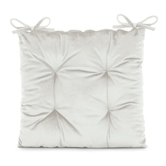 Perna matlasata pentru scaun din catifea cu snururi, 210 g/m2, Aleksa, alb, 40x40 cm