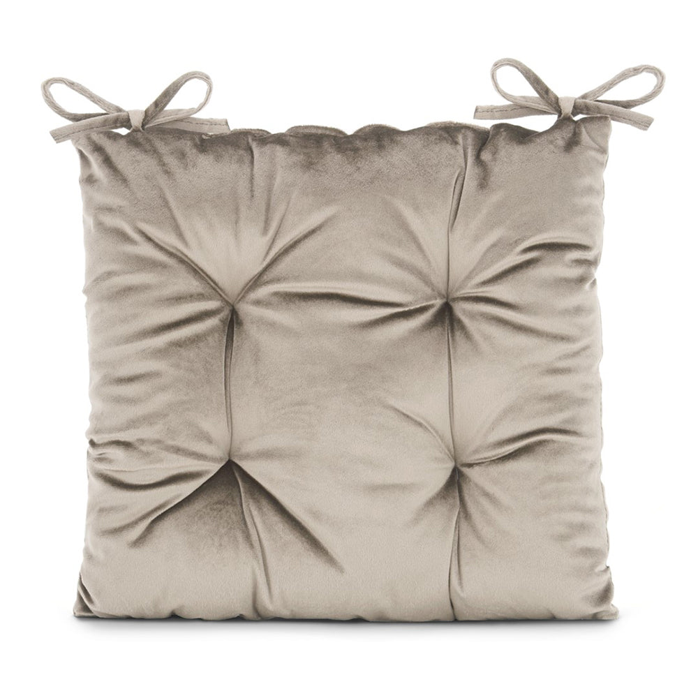 Perna matlasata pentru scaun din catifea cu snururi, 210 g/m2, Aleksa, bej, 40x40 cm