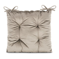 Perna matlasata pentru scaun din catifea cu snururi, 210 g/m2, Aleksa, bej, 40x40 cm