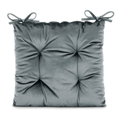 Perna matlasata pentru scaun din catifea cu snururi, 210 g/m2, Aleksa, gri, 40x40 cm