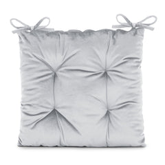 Perna matlasata pentru scaun din catifea cu snururi, 210 g/m2, Aleksa, gri deschis, 40x40 cm
