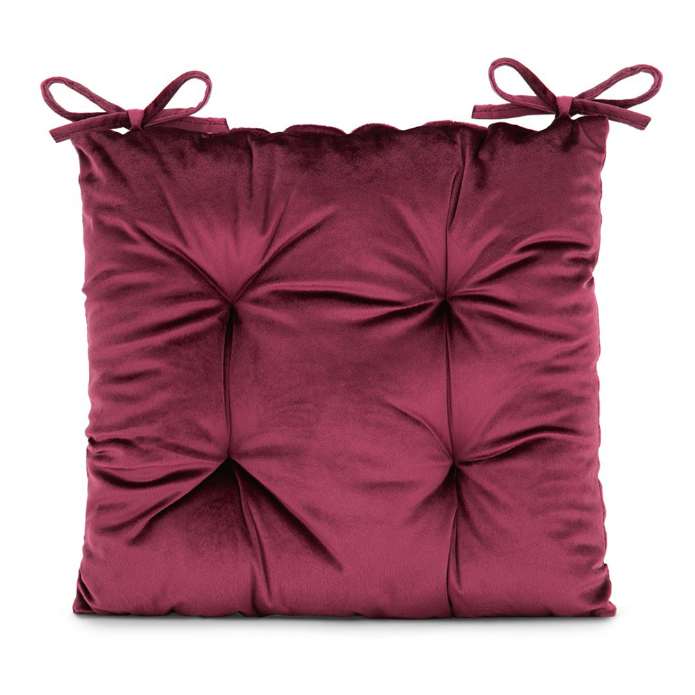 Perna matlasata pentru scaun din catifea cu snururi, 210 g/m2, Aleksa, rosu carmin, 40x40 cm
