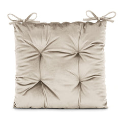 Perna matlasata pentru scaun din catifea cu snururi, 210 g/m2, Aleksa, crem, 40x40 cm