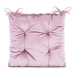 Perna matlasata pentru scaun din catifea cu snururi, 210 g/m2, Aleksa, roz pudra, 40x40 cm