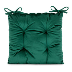 Perna matlasata pentru scaun din catifea cu snururi, 210 g/m2, Aleksa, verde, 40x40 cm