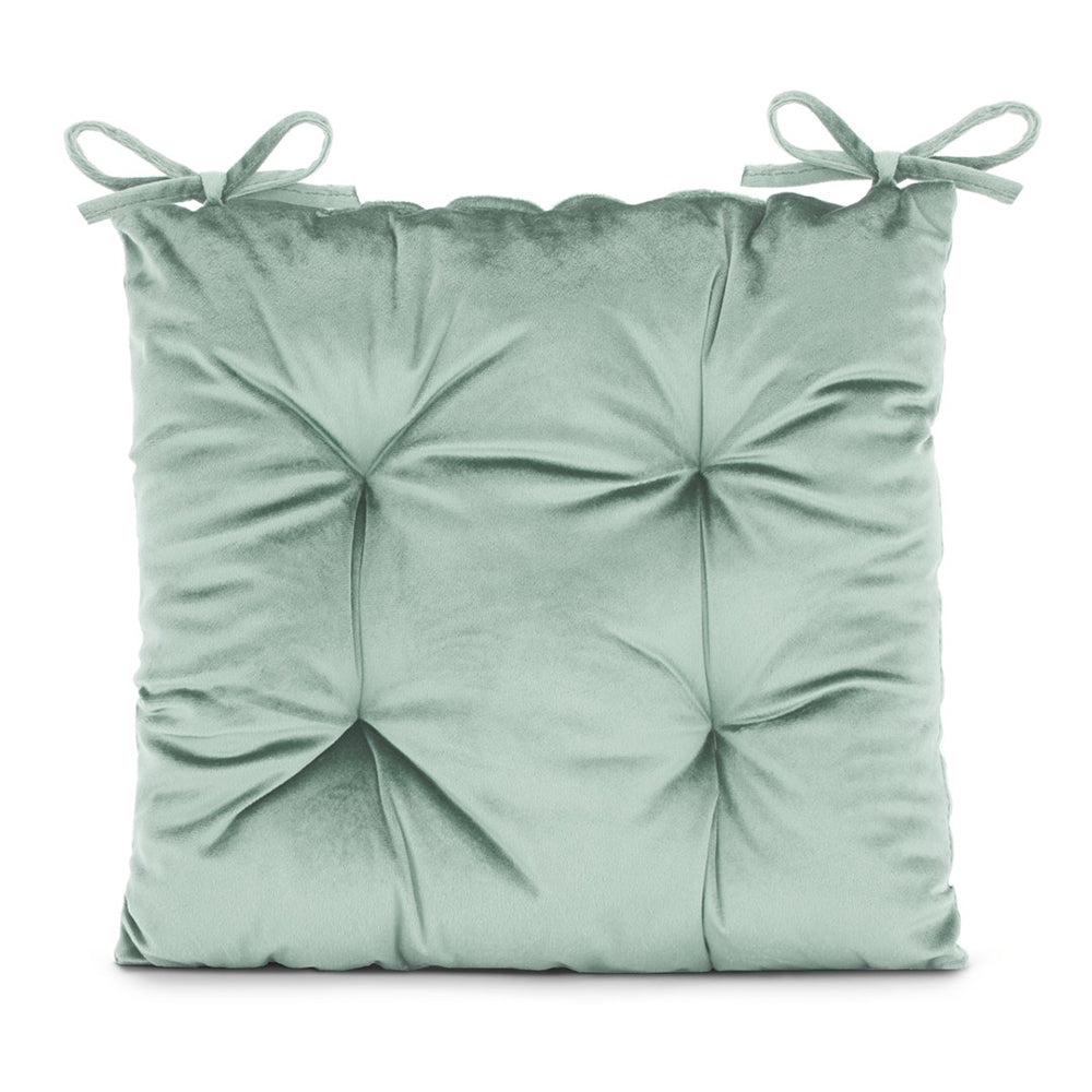 Perna matlasata pentru scaun din catifea cu snururi, 210 g/m2, Aleksa, vernil, 40x40 cm