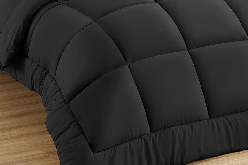 Pilota matlasata cu umplutura microfibra si invelis din bumbac ranforce pentru vara, 200 g/mp, Negru