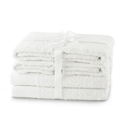 Set 6 prosoape de baie stil modern din bumbac 100%, 450 g/mp, Amari, 2x70x140 cm, 4x50x100 cm, alb