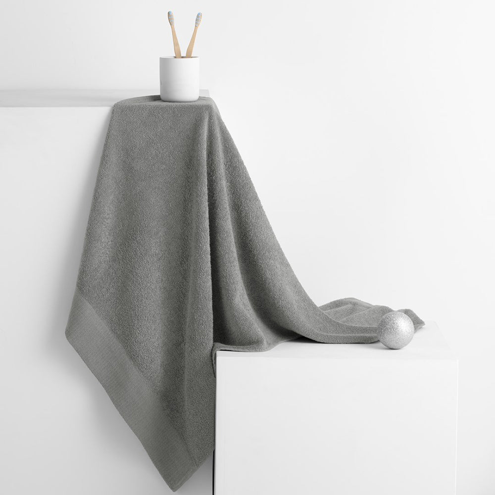 Set 6 prosoape de baie stil modern din bumbac 100%, 450 g/mp, Amari, 2x70x140 cm, 4x50x100 cm, gri