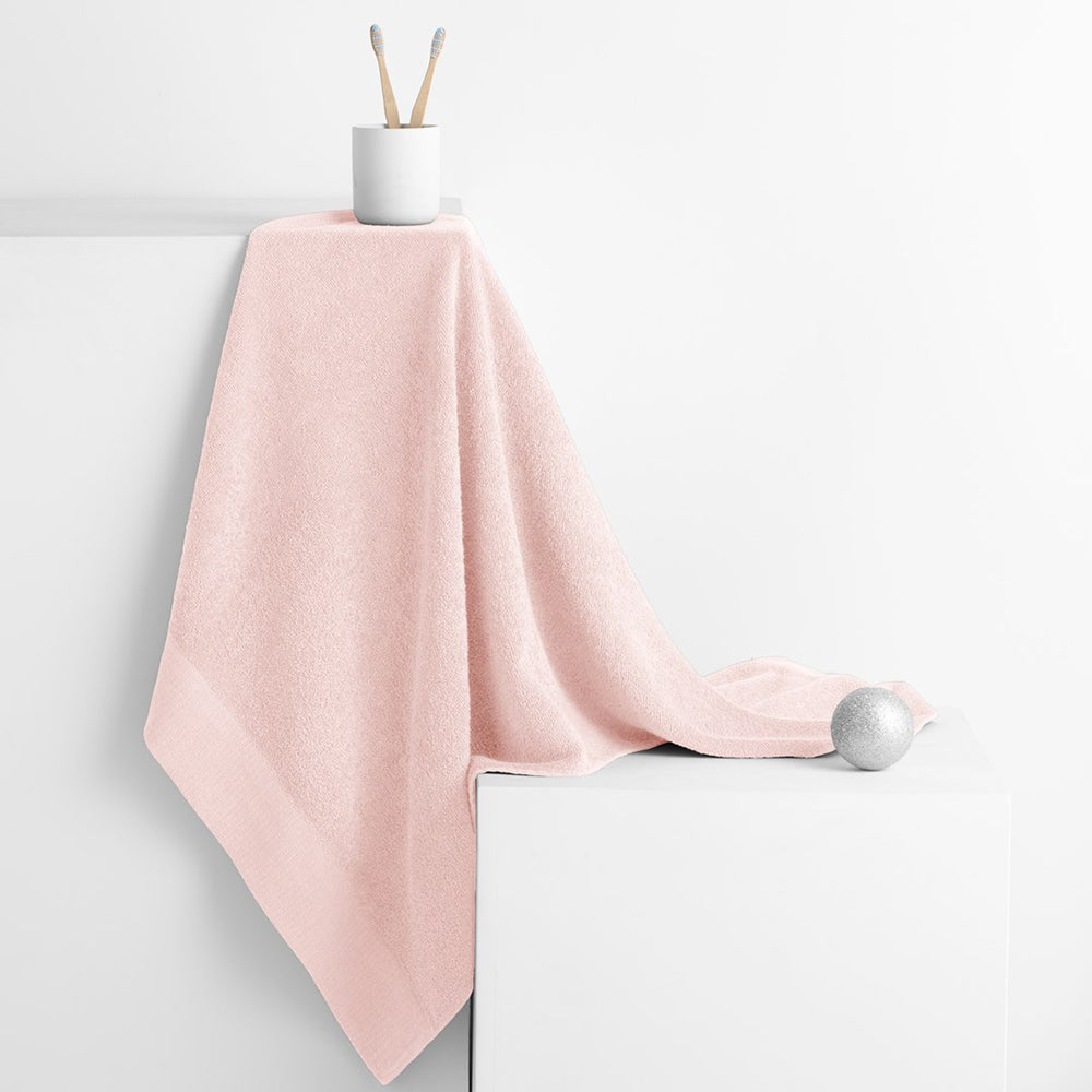 Set 6 prosoape de baie stil modern din bumbac 100%, 450 g/mp, Amari, 2x70x140 cm, 4x50x100 cm, roz pudra