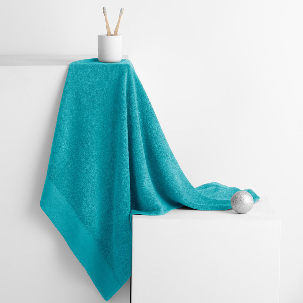 Set 6 prosoape de baie stil modern din bumbac 100%, 450 g/mp, Amari, 2x70x140 cm, 4x50x100 cm, turcoaz