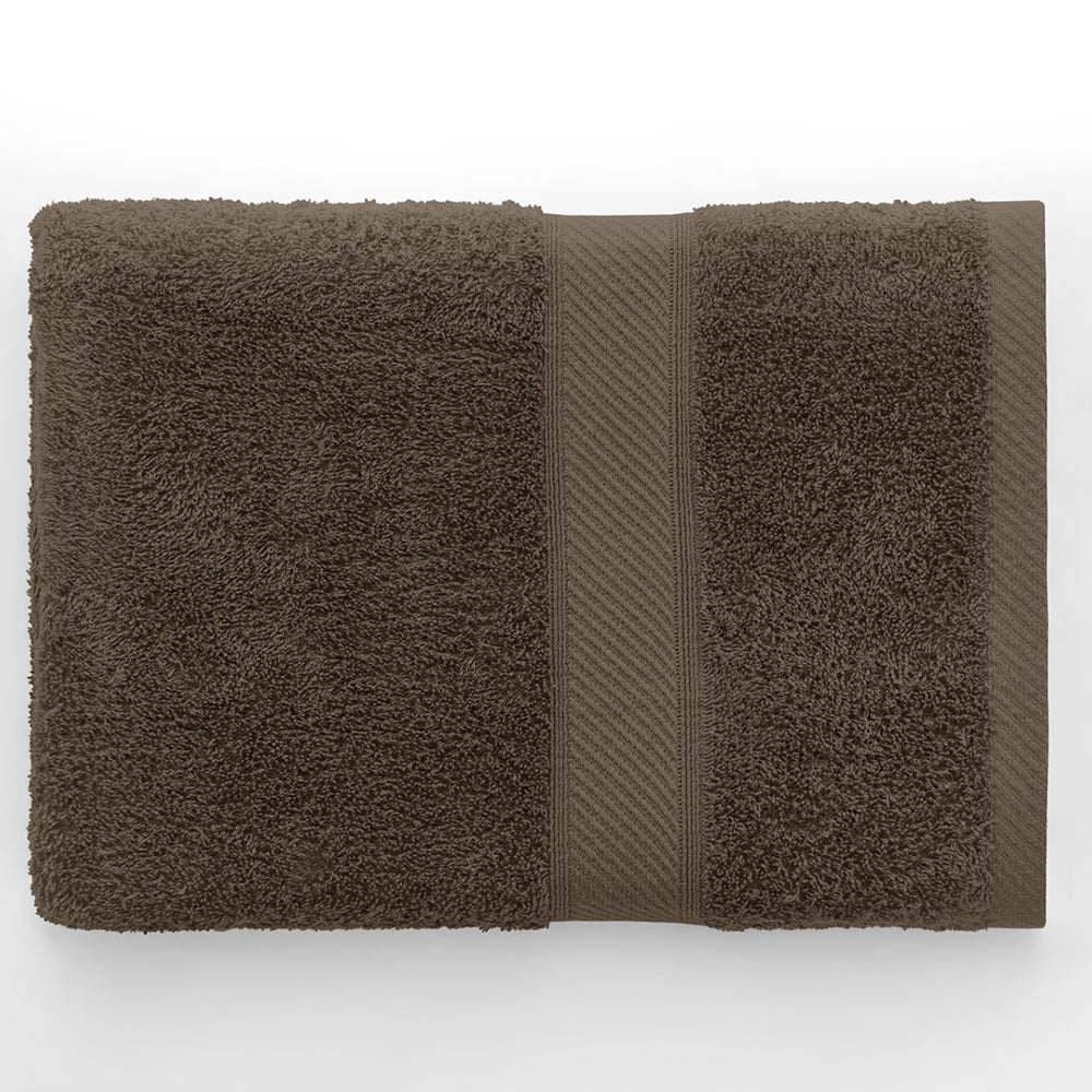 Set 6 prosoape de baie cu bordura brodata din bumbac, Bamby, 425 g/mp, 2x70x140 cm, 4x50x100 cm, maro