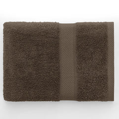 Set 6 prosoape de baie cu bordura brodata din bumbac, Bamby, 425 g/mp, 2x70x140 cm, 4x50x100 cm, maro